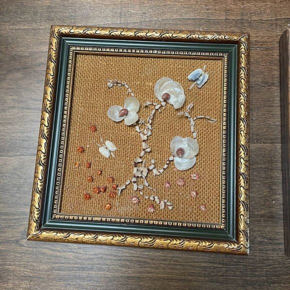 Vintage Shell Floral Handcrafted Picture Set (2) - Picture 2 of 13